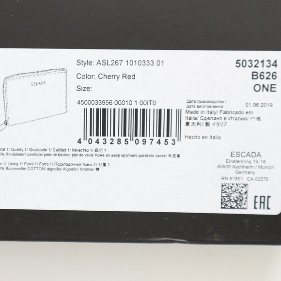 Escada Leather Zip Clutch Logo Wallet in Cherry Red - Picture 11 of 13